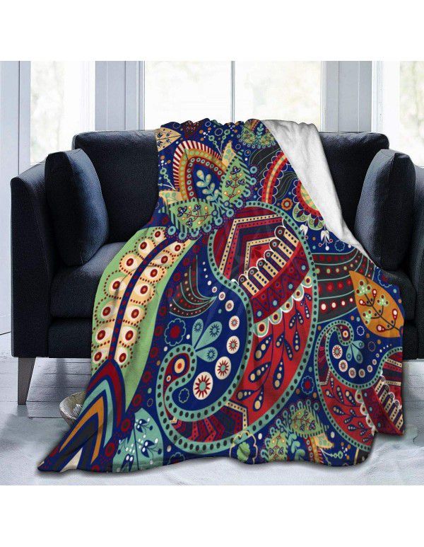 DIY blanket creative autumn and winter warm sofa cover blanket high-definition digital printing double-sided flannel air conditioning blanket