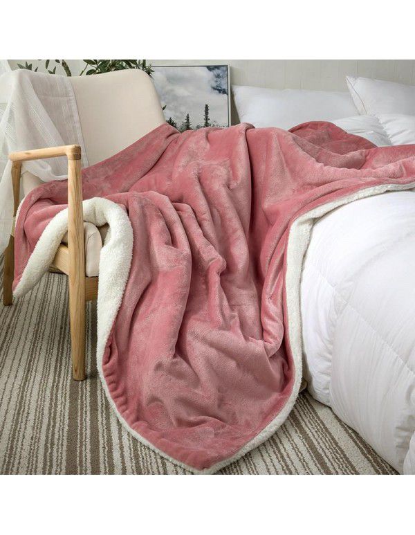 Small blanket, sofa cover blanket, lamb wool, double layer thickened coral wool, office nap, lunch break, air-conditioned children's blanket