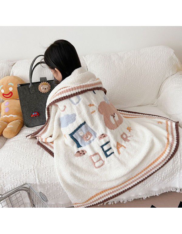 Christmas soft jacquard cartoon blanket children's bed blanket kindergarten nap blanket gift bag