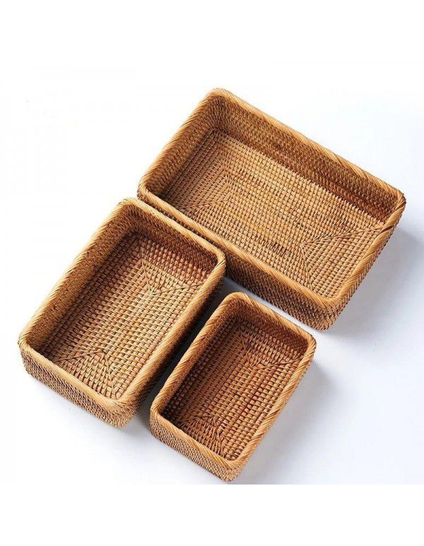 Vietnam autumn rattan woven storage basket fruit dessert tray basket home storage basket storage square storage box