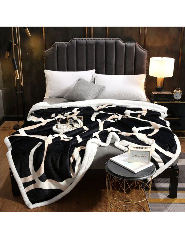 Cross border exclusive leopard print series new winter thickened double layer lamb blanket single double sofa flannel blanket