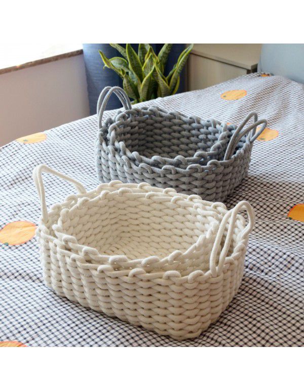 Storage basket Nordic ins cotton yarn hand woven desktop storage basket sundries snack basket directly supplied by the manufacturer