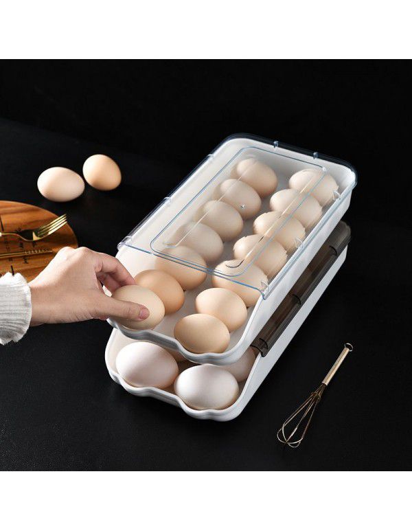 Factory batch household fresh-keeping tape cover kitchen storage box sorting tray drawer type stackable refrigerator egg box