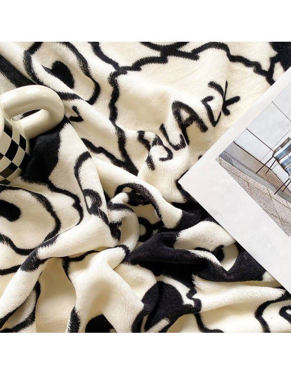 Winter lamb blanket quilt cover multi-function cashmere super thick lunch break artifact office blanket black and white coal ball thickening