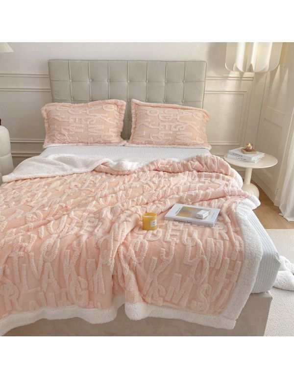 Cross border cashmere blanket thickened double layer jacquard taff blanket siesta blanket flannel blanket