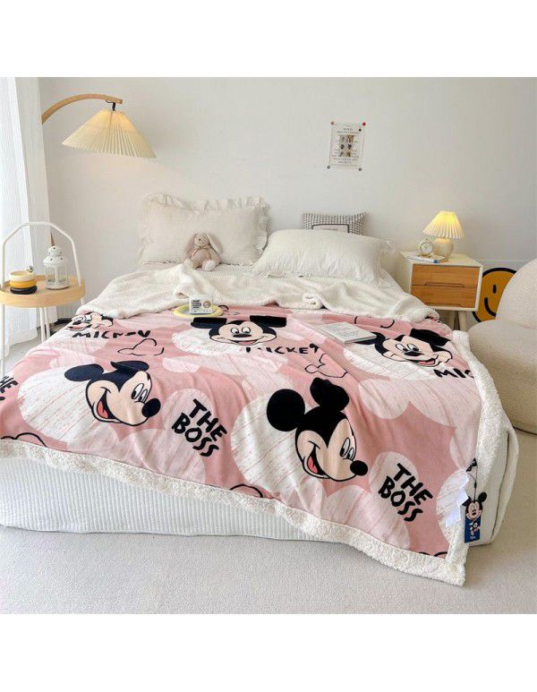 Disney milk cashmere double faced blanket coral wool blanket office nap sofa blanket