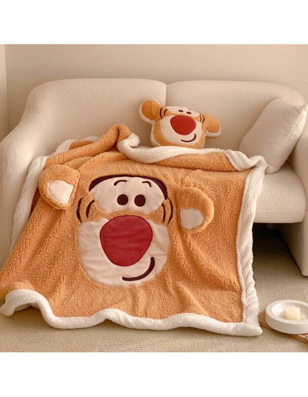 Sullivan Cartoon Winnie Bear Lamb Fleece Double Layer Thick Blanket Sofa Cover Blanket Office Lunch Break Air Conditioner Blanket