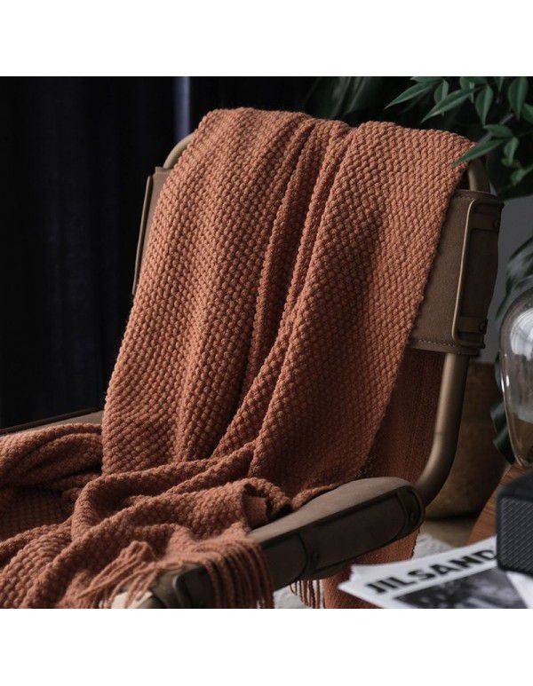 Autumn and winter thickened knitting cover blanket blanket leisure sofa blanket wool blanket Nordic solid color one hair factory stock