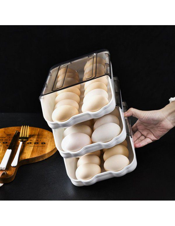 Factory batch household fresh-keeping tape cover kitchen storage box sorting tray drawer type stackable refrigerator egg box