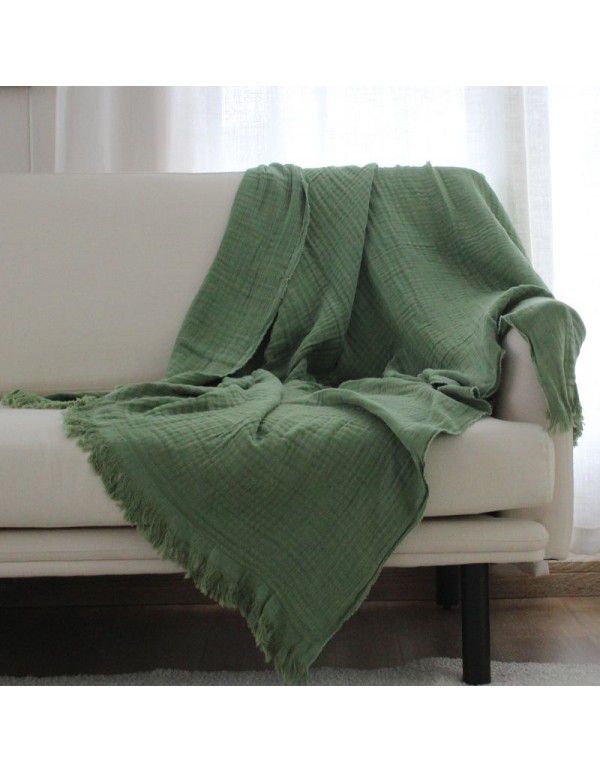 Nordic solid color three-layer cotton blanket sofa blanket thin cotton air conditioning blanket ins afternoon leisure blanket shawl manufacturer wholesale