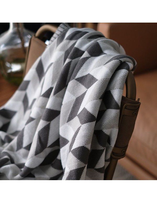 Nordic Geometric Simplicity Knitted ins Wind Cover Blanket Woolen Thread Sofa Blanket Factory Issued a new one from stock