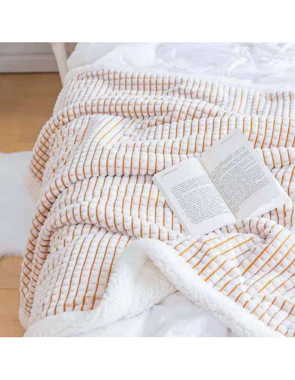 Double layer cut cashmere blanket Wholesale milk wool warm quilt cover coral wool thickened blanket Farai wool blanket