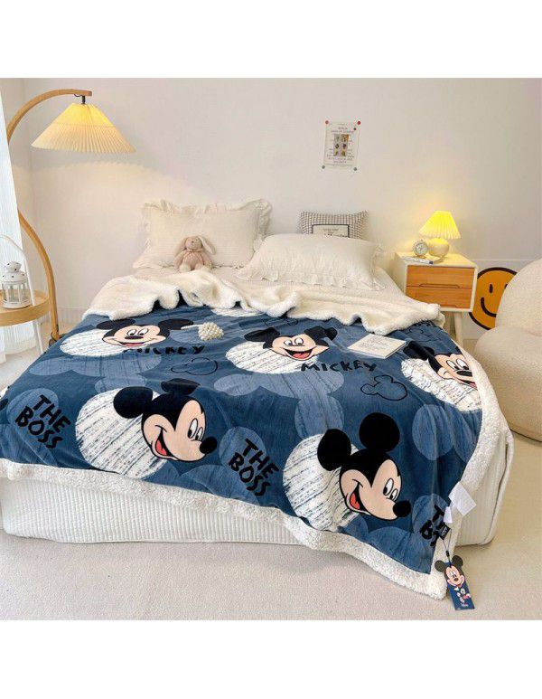 Disney milk cashmere double faced blanket coral wool blanket office nap sofa blanket