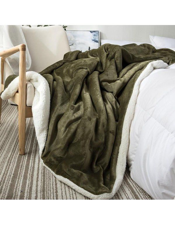 Small blanket, sofa cover blanket, lamb wool, double layer thickened coral wool, office nap, lunch break, air-conditioned children's blanket