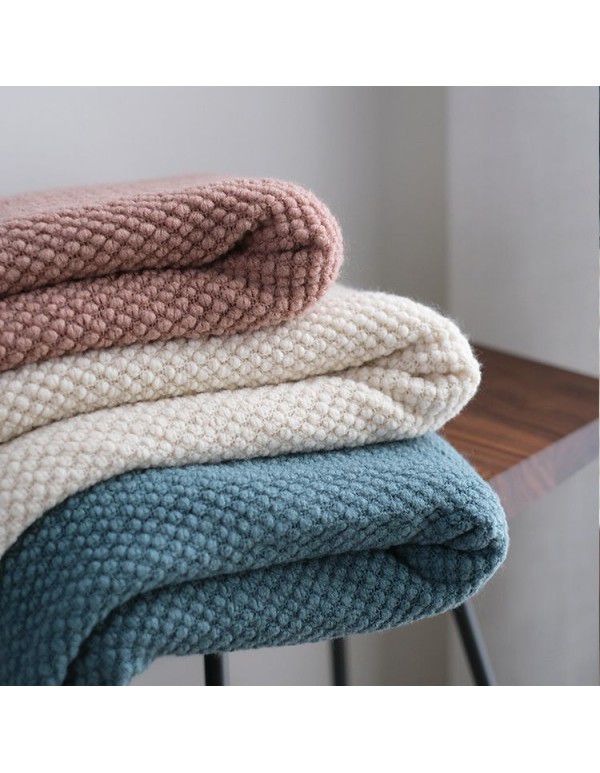 Autumn and winter thickened knitting cover blanket blanket leisure sofa blanket wool blanket Nordic solid color one hair factory stock