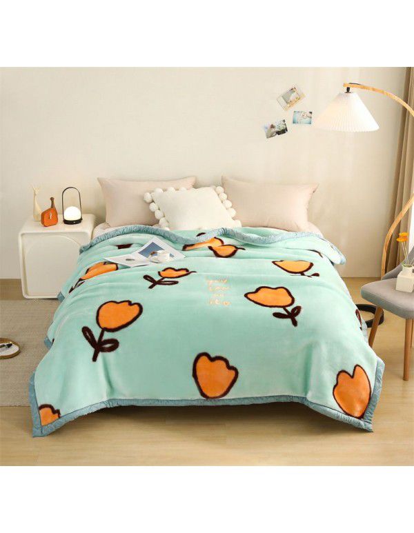 Raschel blanket thickened in winter, air conditioning, nap cover blanket, single dormitory, student flannel blanket, quilt