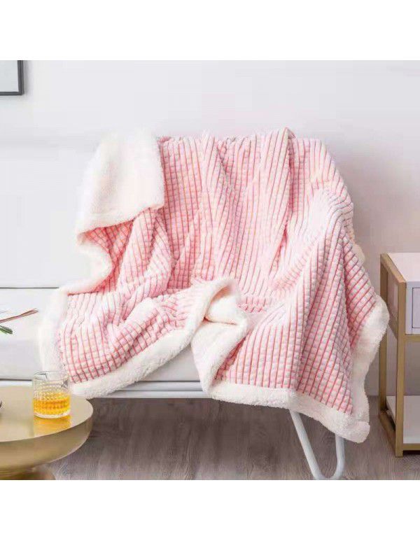 Double layer cut cashmere blanket Wholesale milk wool warm quilt cover coral wool thickened blanket Farai wool blanket