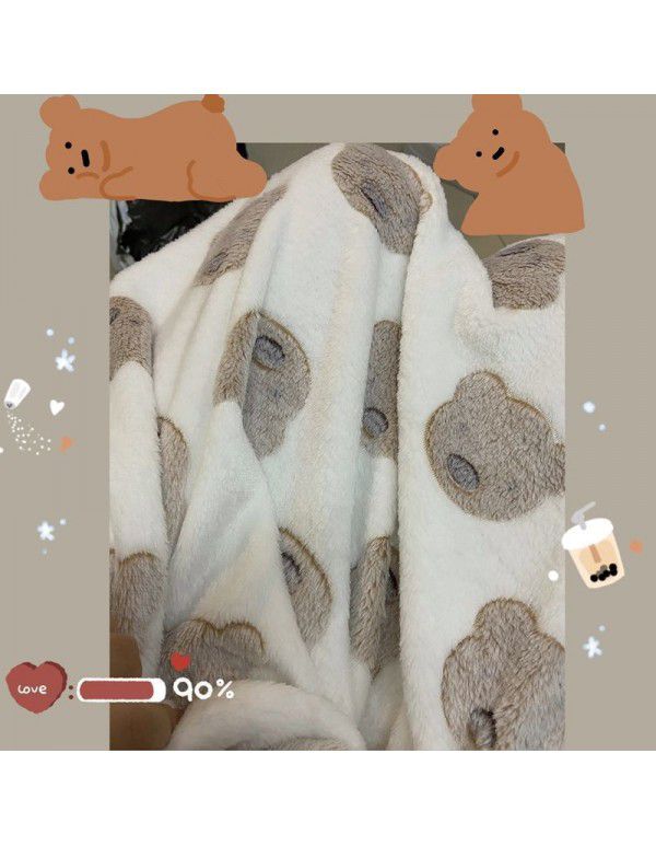 Air conditioner by children's wind Miffy rabbit autumn and winter blanket flannel cartoon blanket bed sheet trolley nap blanket