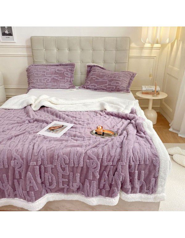 Cross border cashmere blanket thickened double layer jacquard taff blanket siesta blanket flannel blanket