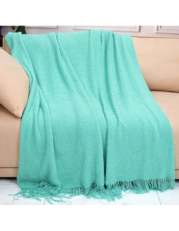 Pure color knitting blanket Home stay bed end decorative blanket blanket bed napkin ins nap air conditioning blanket blanket sofa blanket