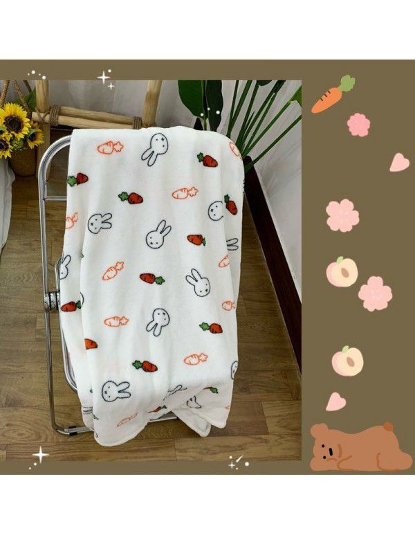 Air conditioner by children's wind Miffy rabbit autumn and winter blanket flannel cartoon blanket bed sheet trolley nap blanket