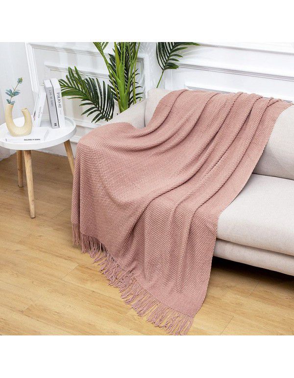 Summer air conditioning blanket knitting blanket thousand bird pattern tassel sofa blanket small blanket bed tail American wool nap blanket