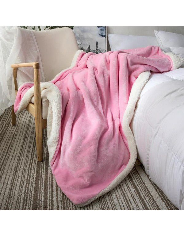 Small blanket, sofa cover blanket, lamb wool, double layer thickened coral wool, office nap, lunch break, air-conditioned children's blanket