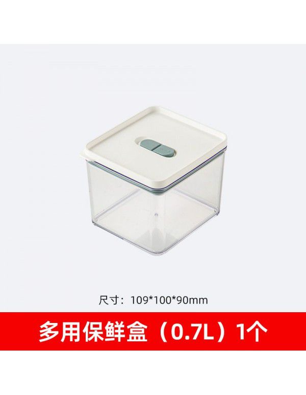 Kitchen refrigerator storage box Food grade transparent plastic sealed storage box Divided and stacked drip frozen fresh-keeping box