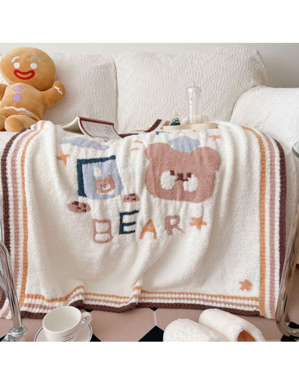 Christmas soft jacquard cartoon blanket children's bed blanket kindergarten nap blanket gift bag