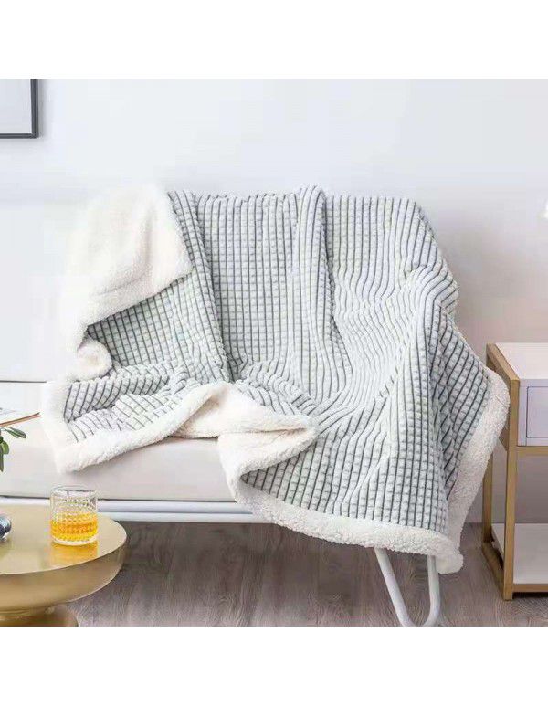 Double layer cut cashmere blanket Wholesale milk wool warm quilt cover coral wool thickened blanket Farai wool blanket