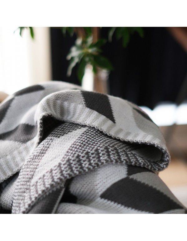 Nordic Geometric Simplicity Knitted ins Wind Cover Blanket Woolen Thread Sofa Blanket Factory Issued a new one from stock