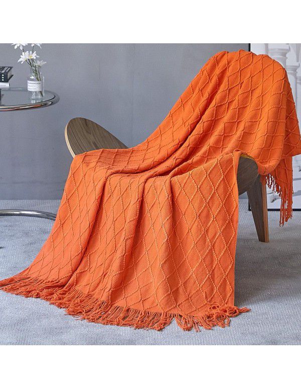  diamond shaped sofa blanket blanket bed tail blanket knitting cross-border blanket air conditioning blanket tassel nap blanket blanket