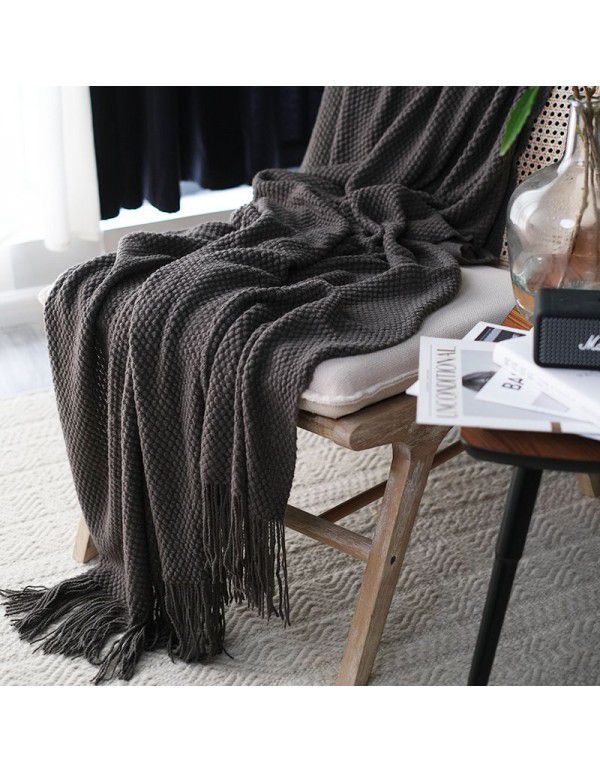 Autumn and winter thickened knitting cover blanket blanket leisure sofa blanket wool blanket Nordic solid color one hair factory stock