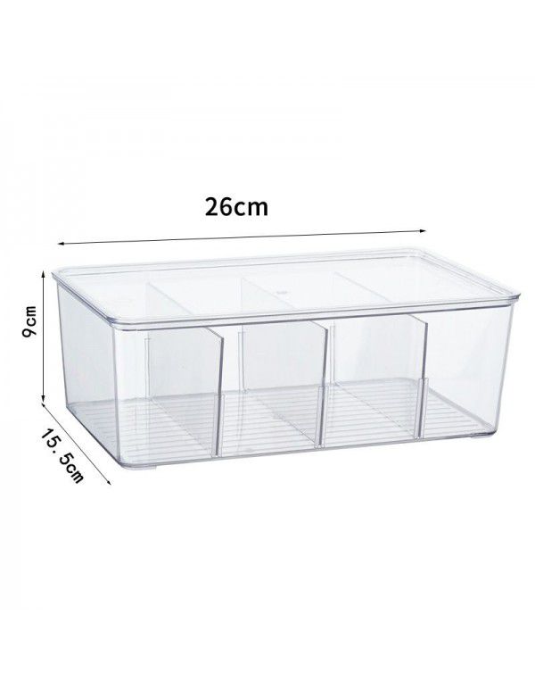 Transparent desktop compartment cosmetic storage box Multi functional sundries separation and sorting box Refrigerator storage with cover