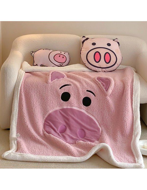 Sullivan Cartoon Winnie Bear Lamb Fleece Double Layer Thick Blanket Sofa Cover Blanket Office Lunch Break Air Conditioner Blanket