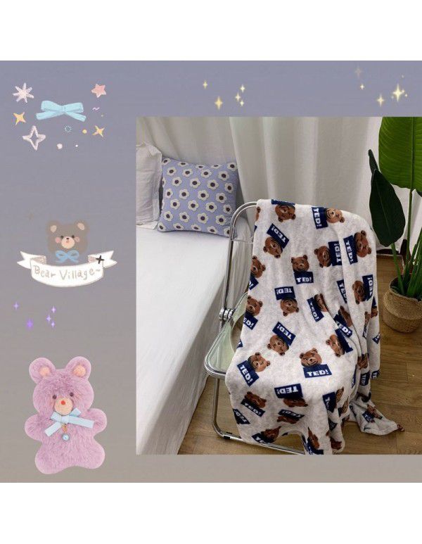 Air conditioner by children's wind Miffy rabbit autumn and winter blanket flannel cartoon blanket bed sheet trolley nap blanket