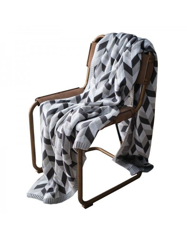 Nordic Geometric Simplicity Knitted ins Wind Cover Blanket Woolen Thread Sofa Blanket Factory Issued a new one from stock