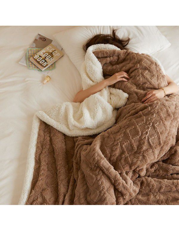 New Tafu plush blanket jacquard double-sided blanket soft and comfortable nap blanket thickened warm casual blanket