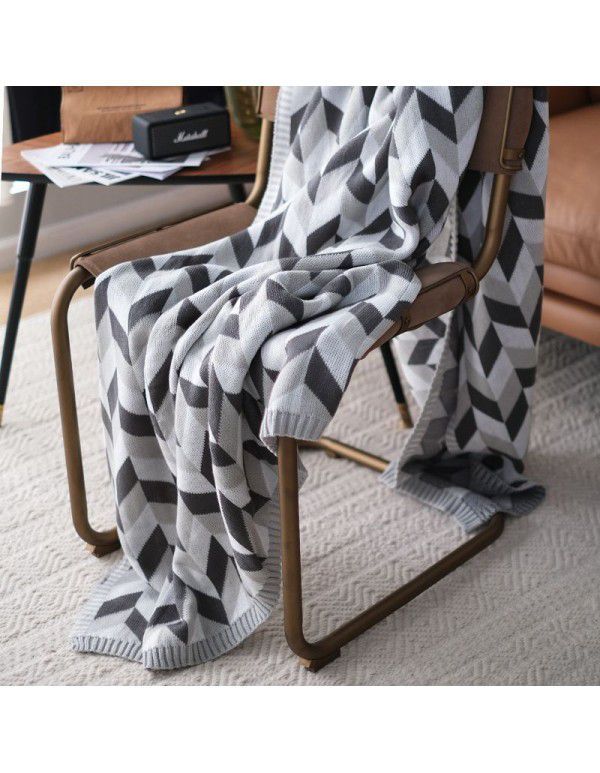 Nordic Geometric Simplicity Knitted ins Wind Cover Blanket Woolen Thread Sofa Blanket Factory Issued a new one from stock