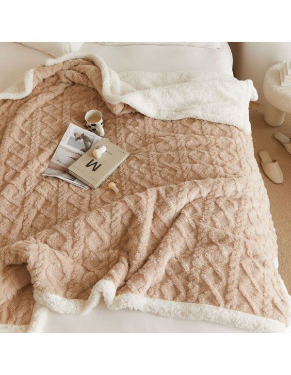 New Tafu plush blanket jacquard double-sided blanket soft and comfortable nap blanket thickened warm casual blanket