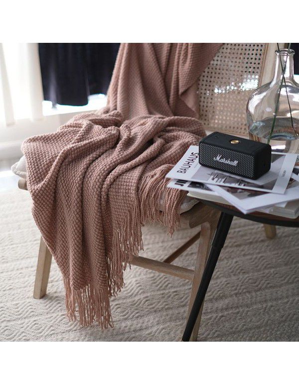 Autumn and winter thickened knitting cover blanket blanket leisure sofa blanket wool blanket Nordic solid color one hair factory stock