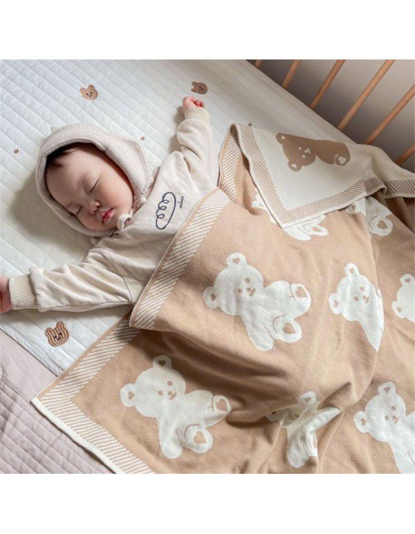 INS Explosion Nordic Creative Children's Bear Blanket Knitted Blanket Home for Newborn Baby