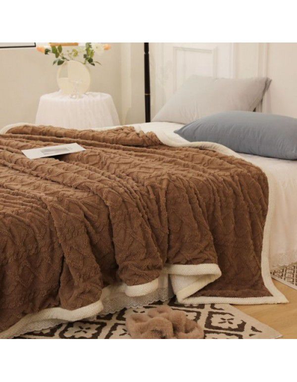 New Tafu plush blanket jacquard double-sided blanket soft and comfortable nap blanket thickened warm casual blanket