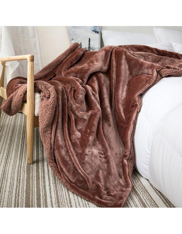 Small blanket, sofa cover blanket, lamb wool, double layer thickened coral wool, office nap, lunch break, air-conditioned children's blanket