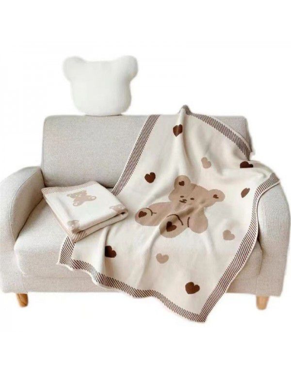 INS Explosion Nordic Creative Children's Bear Blanket Knitted Blanket Home for Newborn Baby