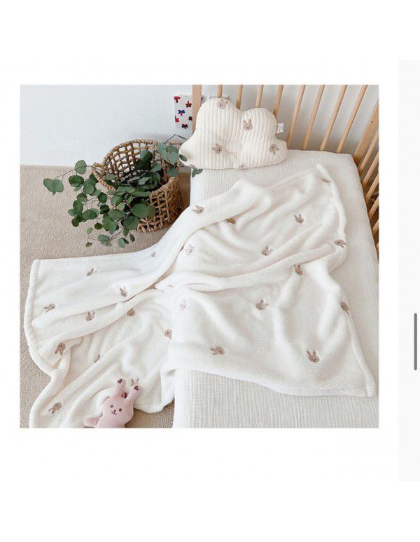 Korean ins style embroidered animal head children's blanket autumn and winter baby blanket blanket blanket blanket blanket blanket blanket blanket blanket blanket blanket blanket blanket blanket blanket blanket blanket blanket blanket blanket blanket