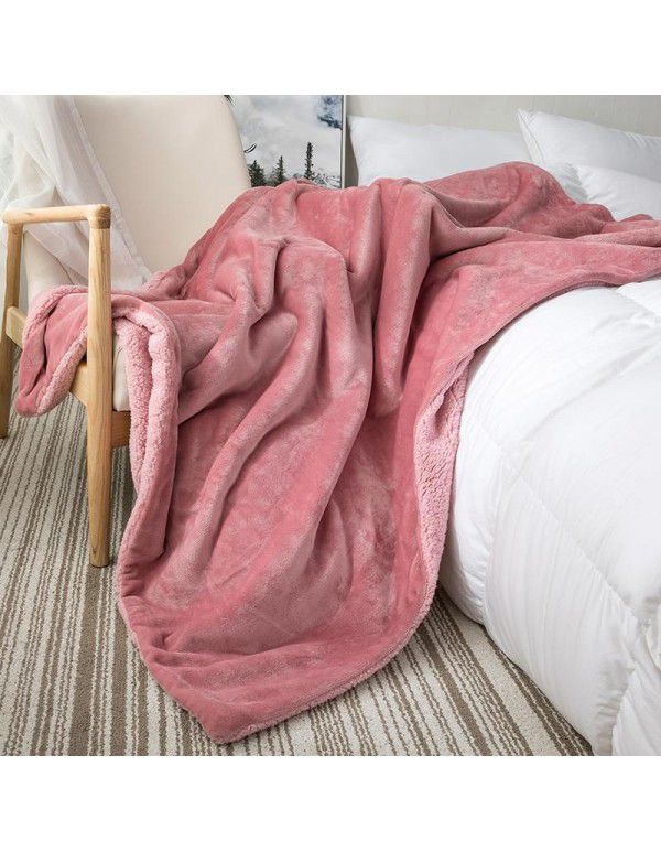 Small blanket, sofa cover blanket, lamb wool, double layer thickened coral wool, office nap, lunch break, air-conditioned children's blanket