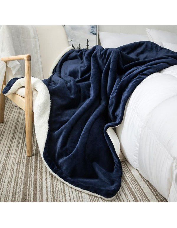 Small blanket, sofa cover blanket, lamb wool, double layer thickened coral wool, office nap, lunch break, air-conditioned children's blanket