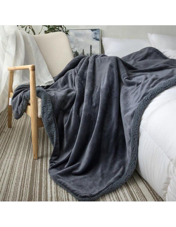 Small blanket, sofa cover blanket, lamb wool, double layer thickened coral wool, office nap, lunch break, air-conditioned children's blanket