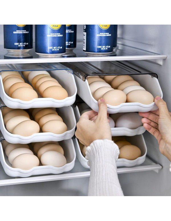 Factory batch household fresh-keeping tape cover kitchen storage box sorting tray drawer type stackable refrigerator egg box